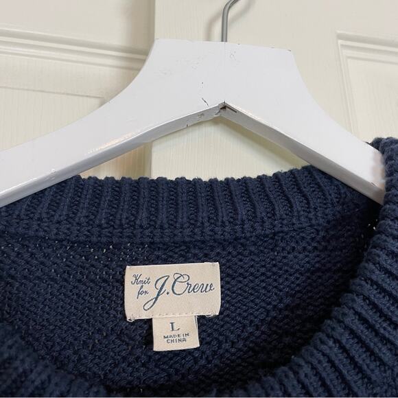 J. Crew Navy Hand Knit Guernsey Stitch Sweater 100% Cotton - Picture 6 of 8